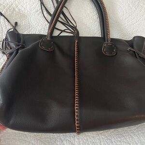 Carlos Falchi handmade Brown soft pebbled leather bag 9”x16”